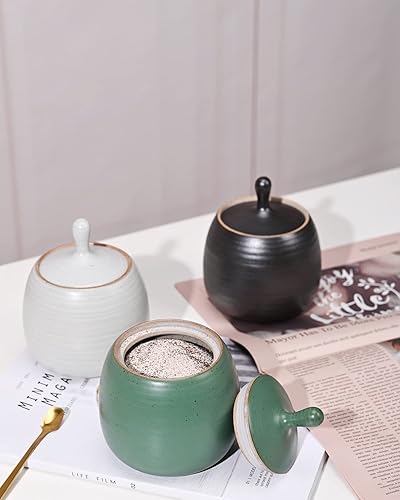 Miniatura 6 de Botes de cocina retro de cerámica para almacenamiento de alimentos, forma ruidosa con tapa hermética de silicona para té, café, nueces, hierbas,