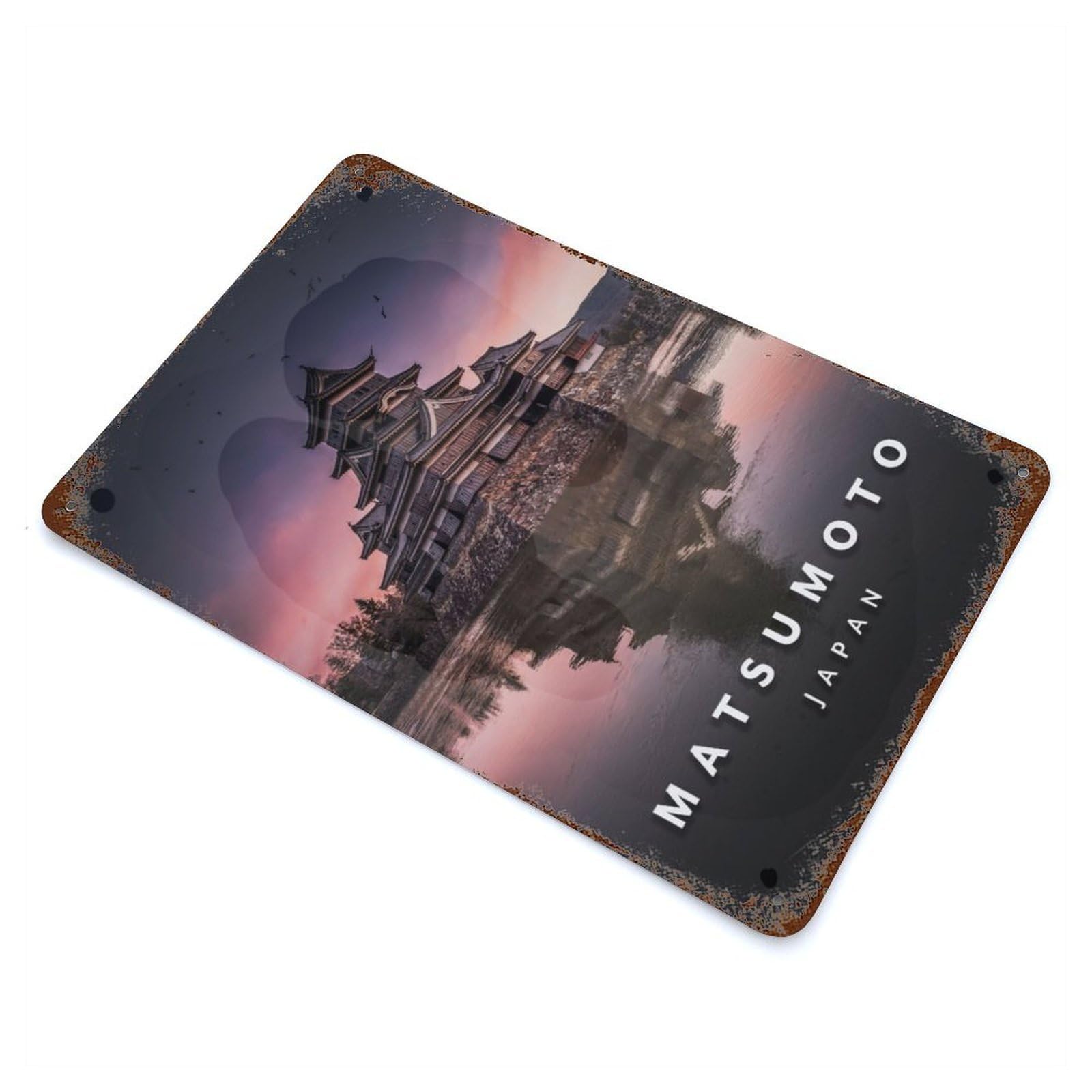 Frozen Matsumoto Castle Decorative Tin Sign 11.8"x7.9", Rustic Home Decor for Garage, Pub Or Kitchen