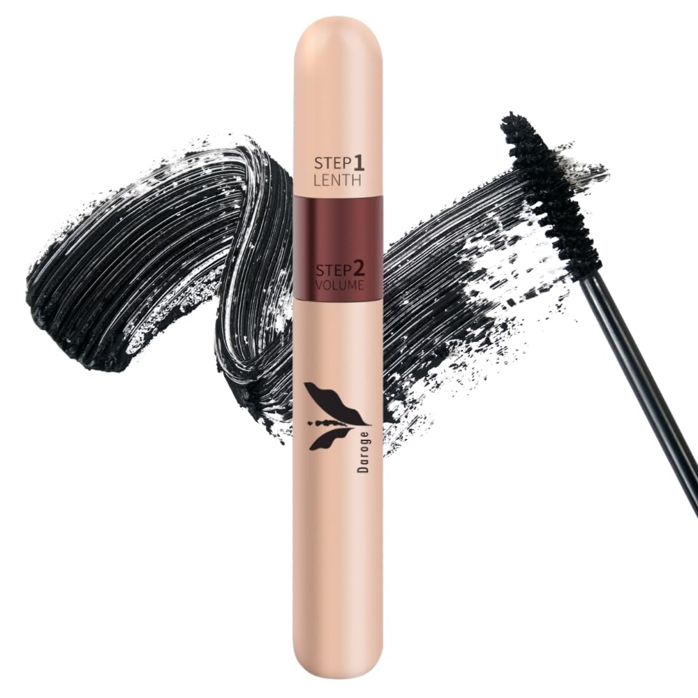 DarogeDouble Charme Water Resistant Mascara Volumizing, Lengthening, Defining, Curling, Multiplying, Buildable Formula Pure Black