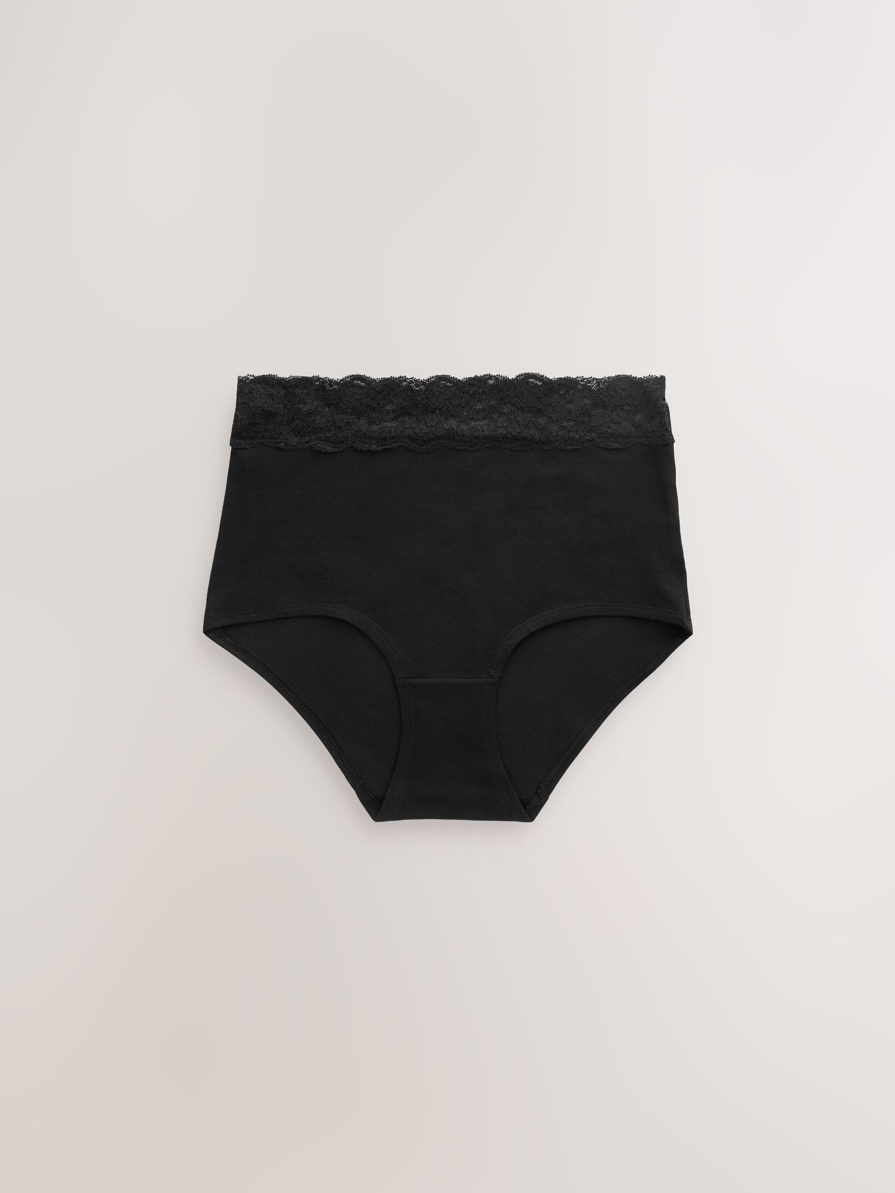 NEXT Mujeres Pack de 7 Braguitas Anchas de Encaje y algodón Negro 44