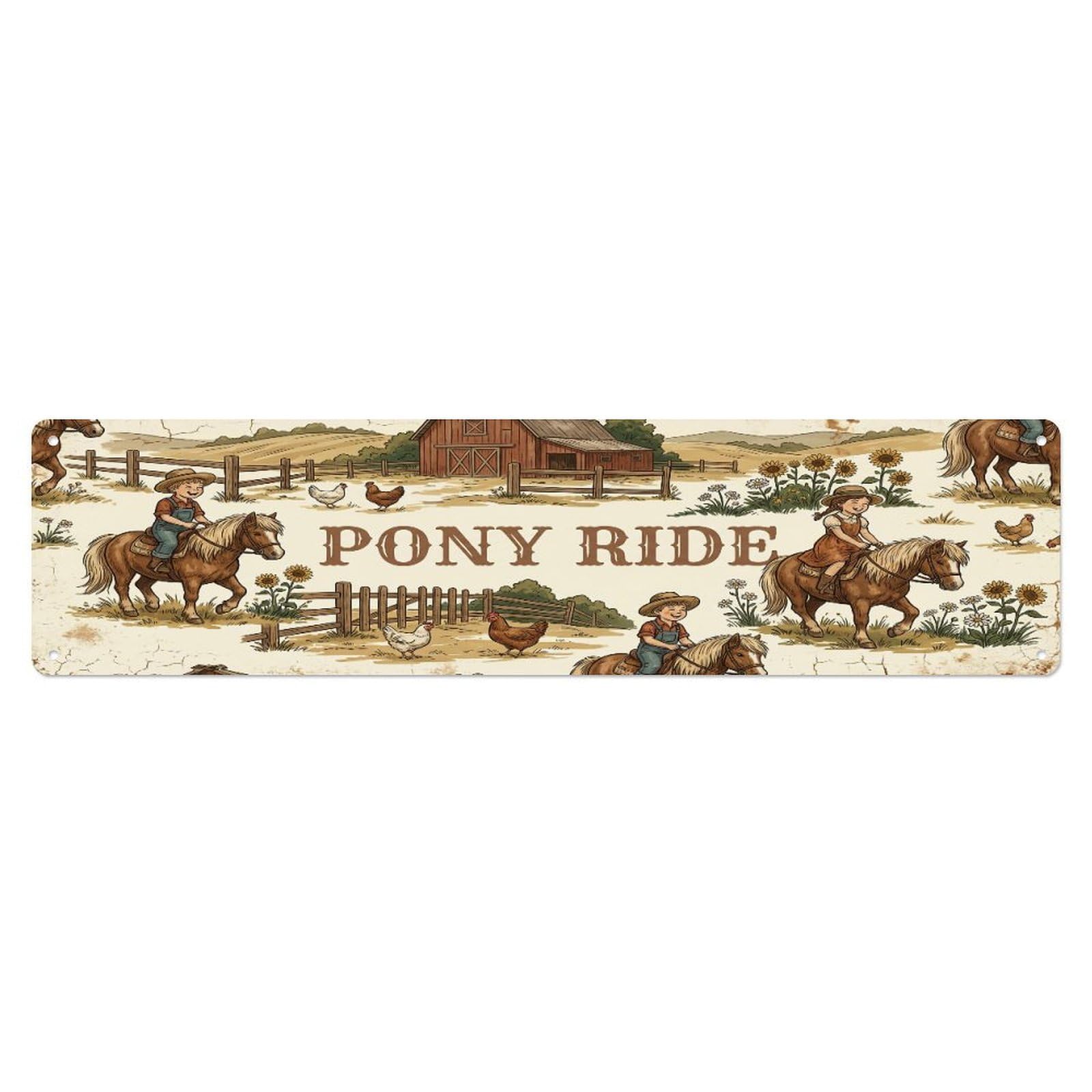 Xanthor Style Metal Tin Sign Vintage Yard Ride Farmhouse Funny Horse Backyard Farm