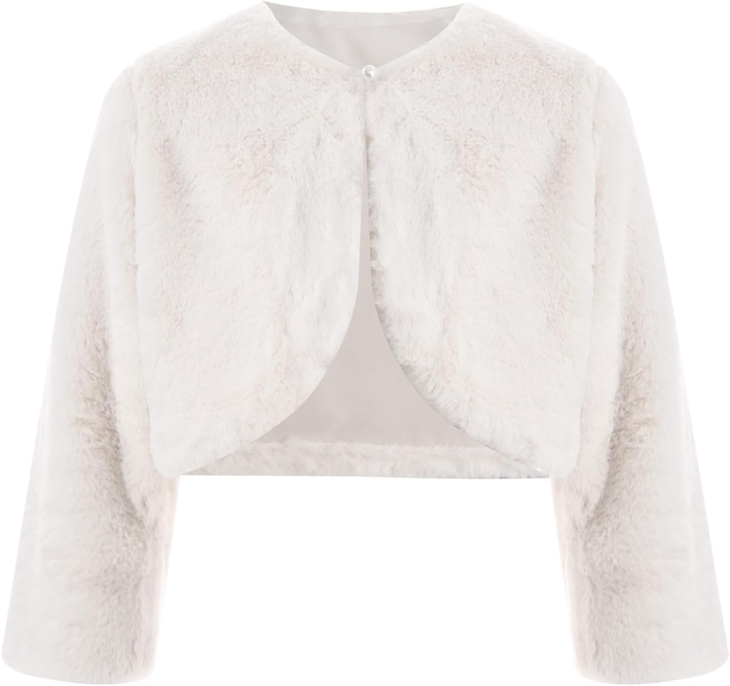 Kids Girls Faux Fur Bolero Shrugs Winter Sweater Shawl Wrap Outwear Cover Up Tops for Wedding Prom Party Dress