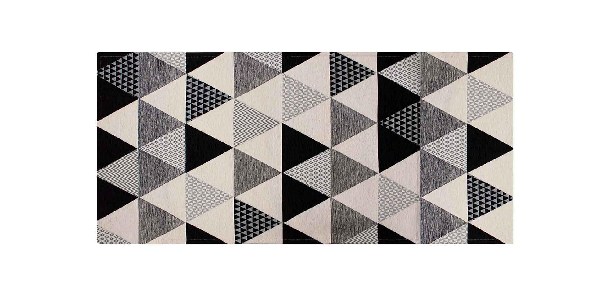 IlGruppone Tappeto Arredo Moderno Sala Cucina Camera Passatoia Antiscivolo in Ciniglia Made in Italy Disegni Piazzati Cotone Misure Grande - Triangoli Nero - 160x240Cm