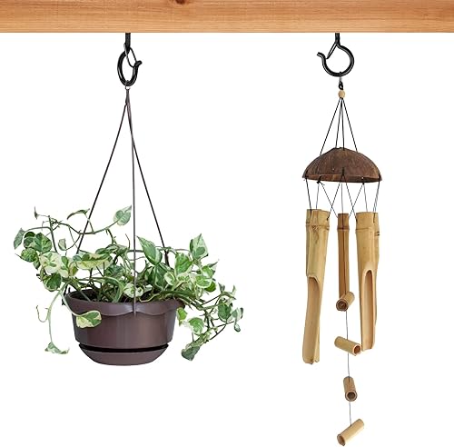 Miniatura 8 de Q Hanger - 35 ganchos de rosca para tiras de luces al aire libre, cesta colgante giratoria para patio, ganchos de luz con hebilla segura atornillada