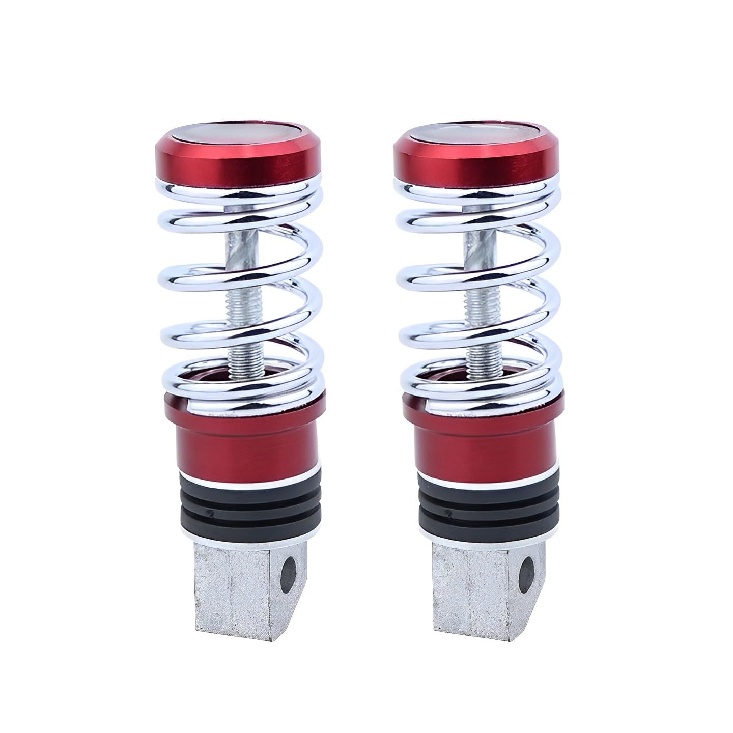 Guance Universal Stainless Steel Rear Foot Pegs with Spring Shock absorber Motorbike Rear Pegs Motorbike Footrests Compatable with all bikes and scooty (Red,2 Pcs)