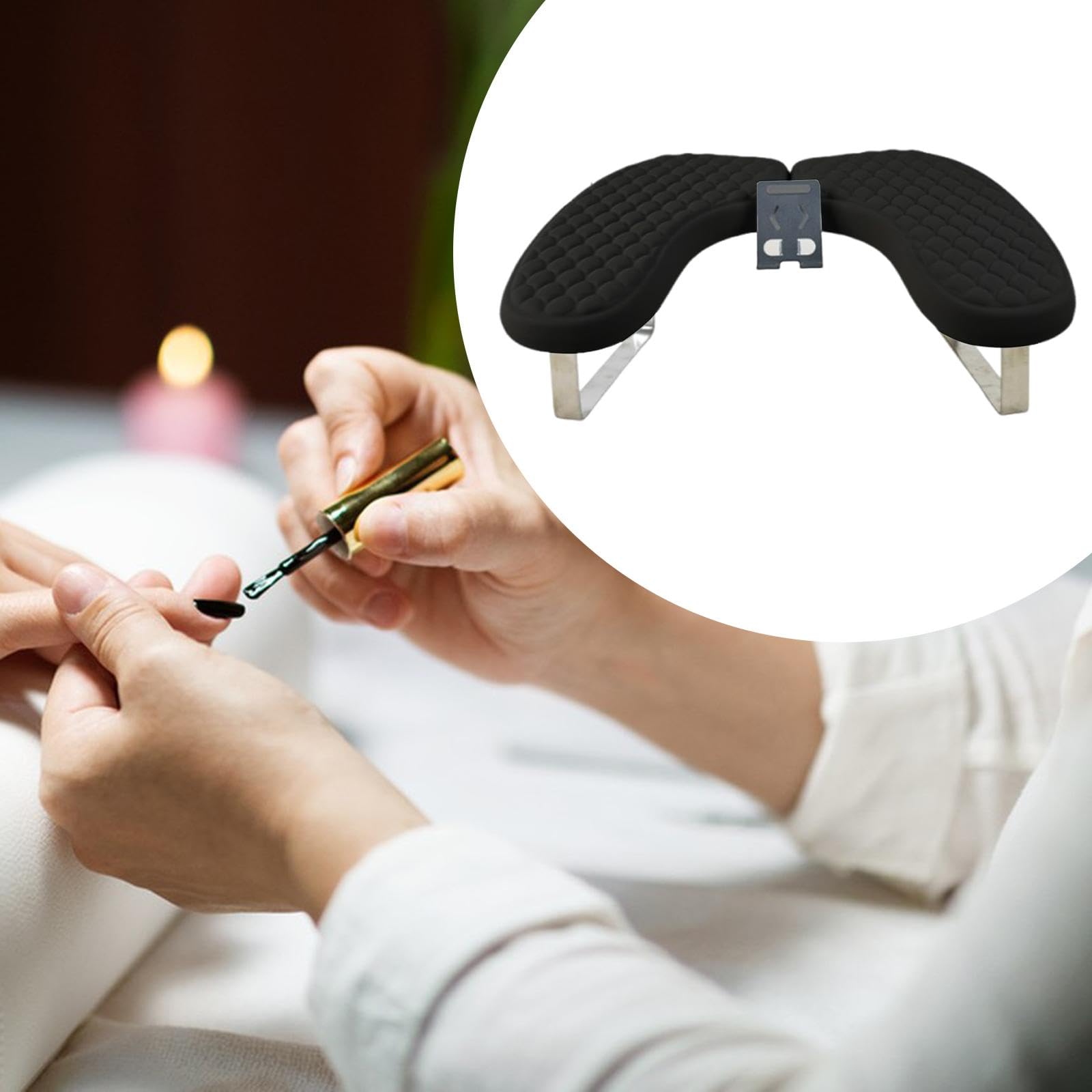 Reposabrazos para Uñas Soporte de Cuero PU Almohada Cómoda Cojín para Salón Portátil con Soporte para Teléfono Y Esponja Adecuado para Mejorar L, Negro