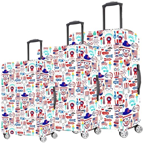 Image of Printed Luggage Cover for Traveling Bag & Suitcase - Stretchable & Scratchproof Trolley Protector with Velcro Lock & Lightweight Washable Material(Suitcase Bag Not Included, Only Cover in Product)