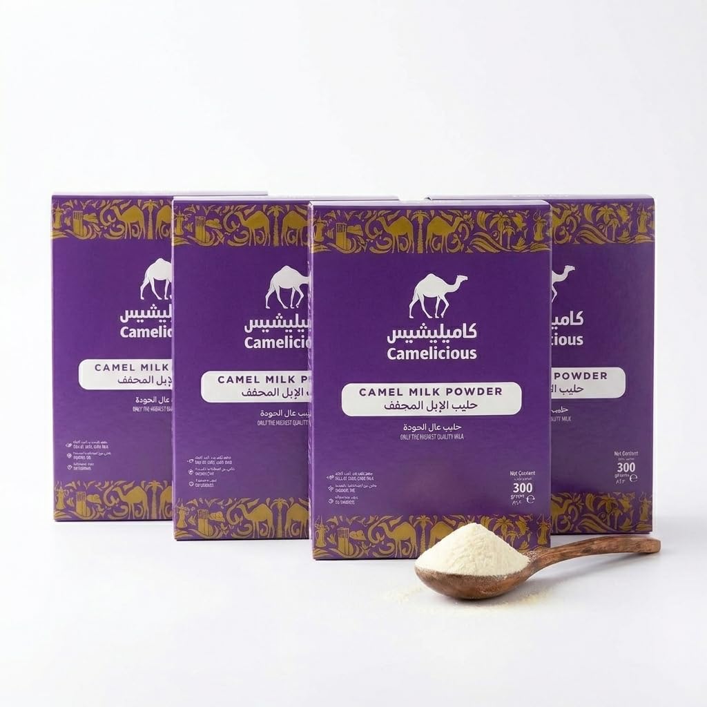 1200g de leche de camello en polvo original (de Dubái, 4x300g) - GARANTÍA DEL MEJOR PRECIO - Cura de bebida - Leche de camello en polvo (4x300g)