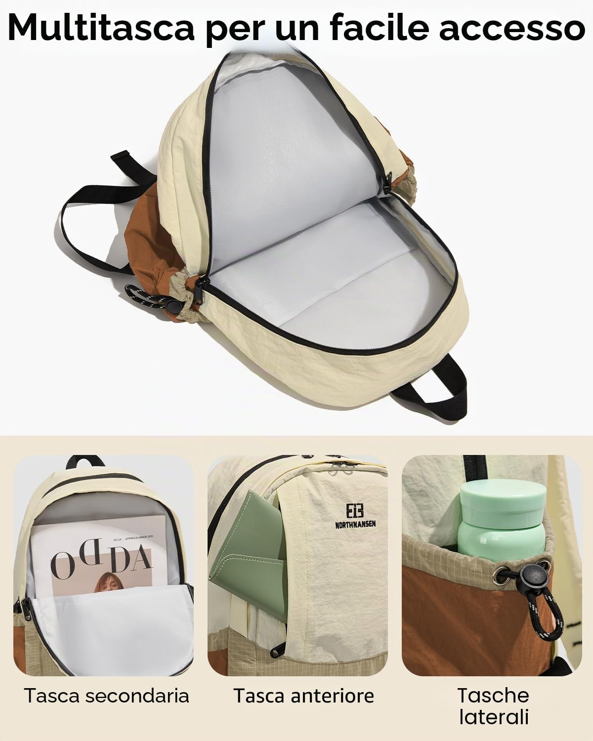 Zaino da Trekking 15L, Piccolo Ultraleggero Zaino Casual da Giorno per Viaggio Escursionismo Hiking Uomo Donna, Impermeabile Zainos Scuola per Adolescenti e Università, Arancione