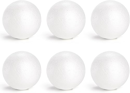 Lyellfe Paquete de 6 bolas de espuma para manualidades, bolas redondas de espuma de poliestireno de 6 pulgadas para proyectos de arte de bricolaje,