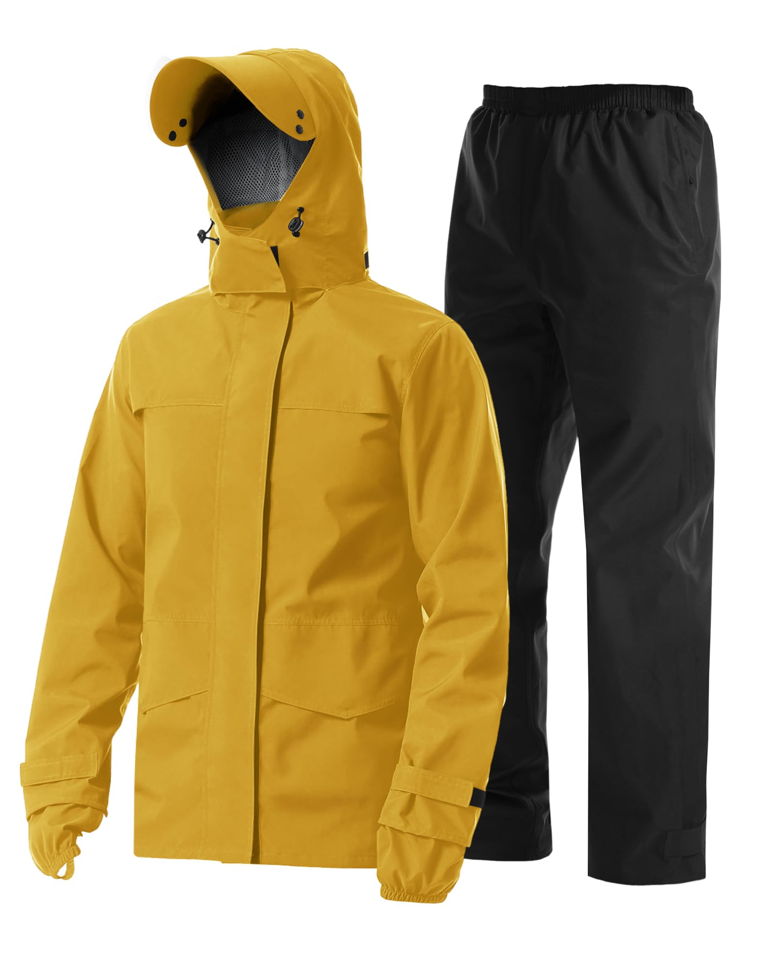 Coutyuyi Herren Regenanzug Wasserdichte Regenjacke Atmungsaktiver Leichter Regenmantel mit Kapuze Geeignete Regenkleidung für Freizeit