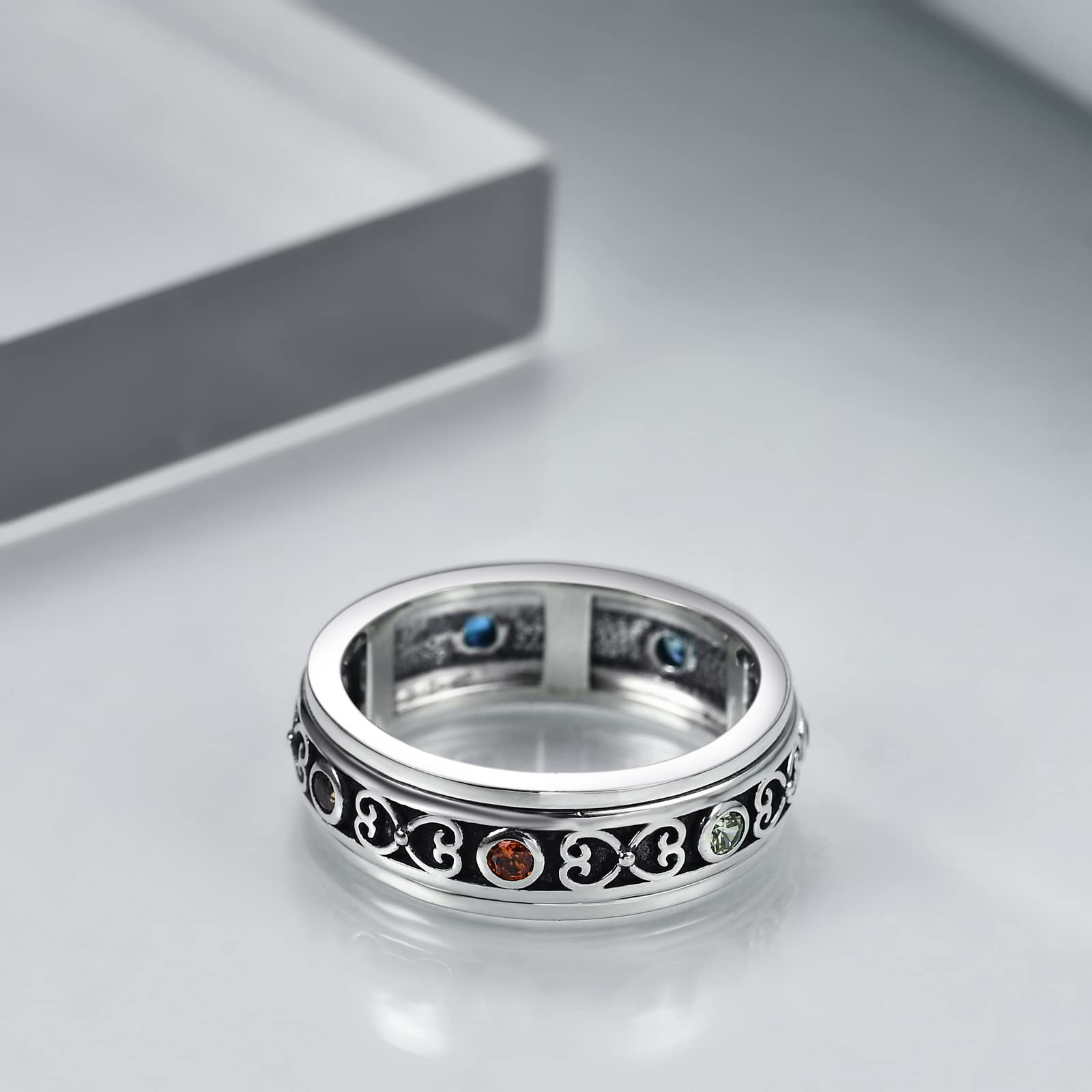 Fidget Ringe für Angst für Frauen Sterling Silber Chakra CZ Ringe