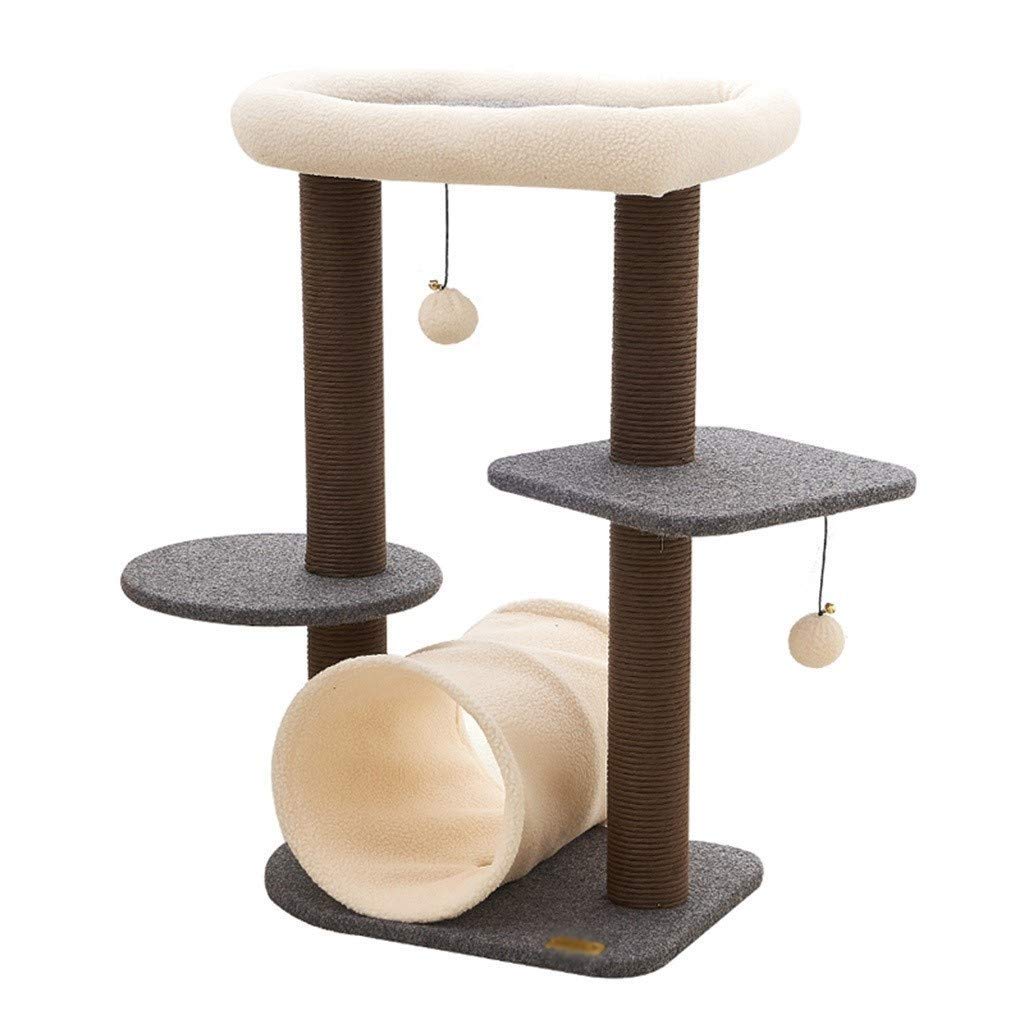 Pet Mill Claw Toys,Multi-platform Tunnel Cat Climbing Frame Pet Hospital Cat Supplies Small Cat Tree (Color : Brown) KKGGS (Color : Brown)