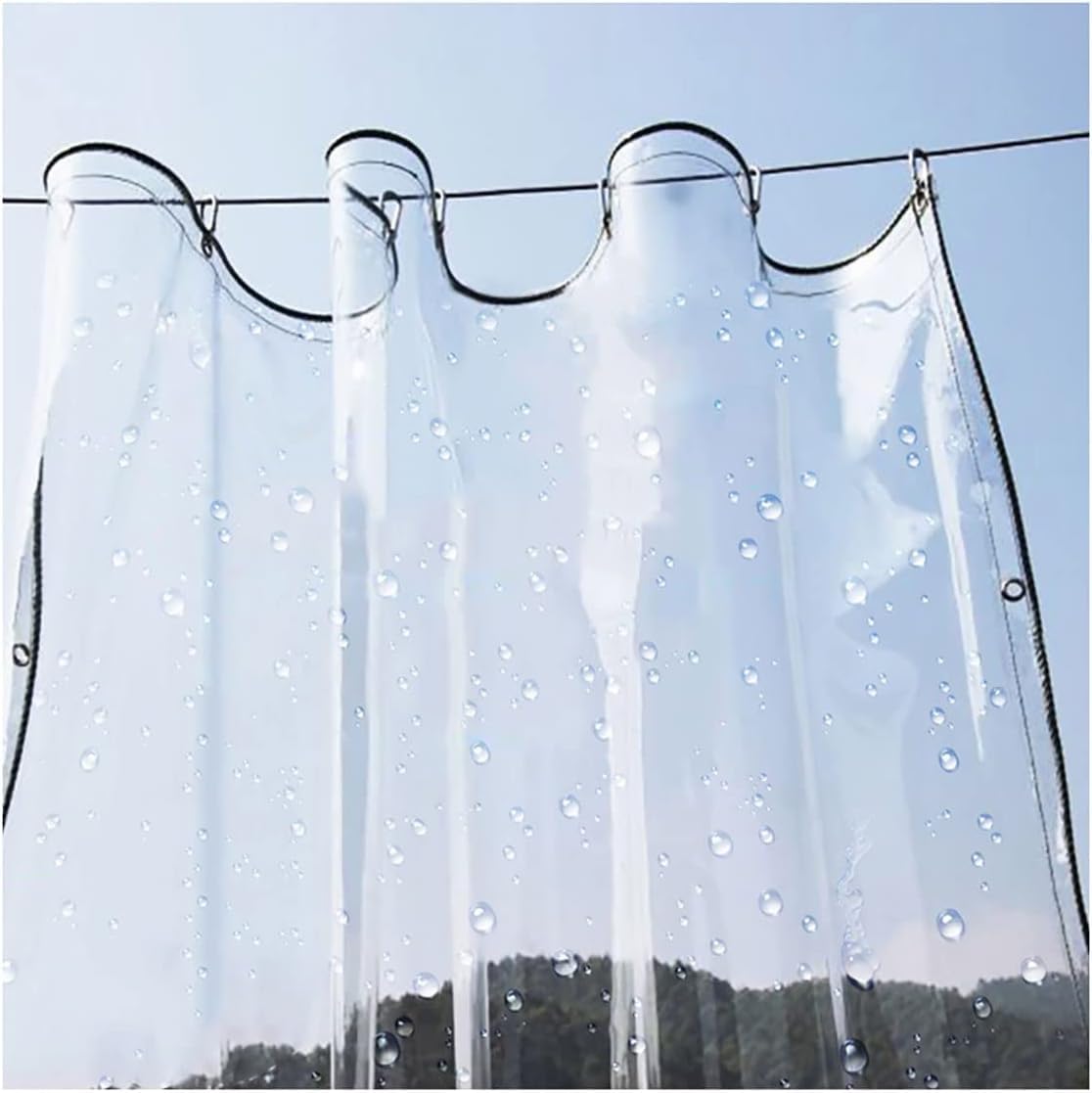 Waterproof Window Curtains Transparent 5X 10 ft Outdoor Balcony Curtains Clear, 500 GSM Rain Sun Dust Privacy Cold Protections-image-41