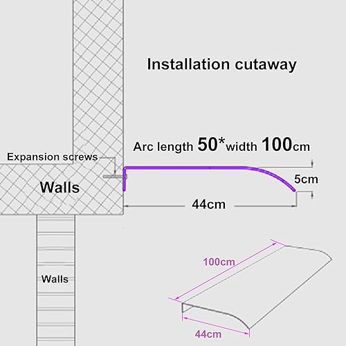 Miniatura 10 de Toldo para puerta delantera de 31 pulgadas, 39 pulgadas, 47 pulgadas, refugio de lluvia para puerta y ventana, toldo para patio, toldos de techo,