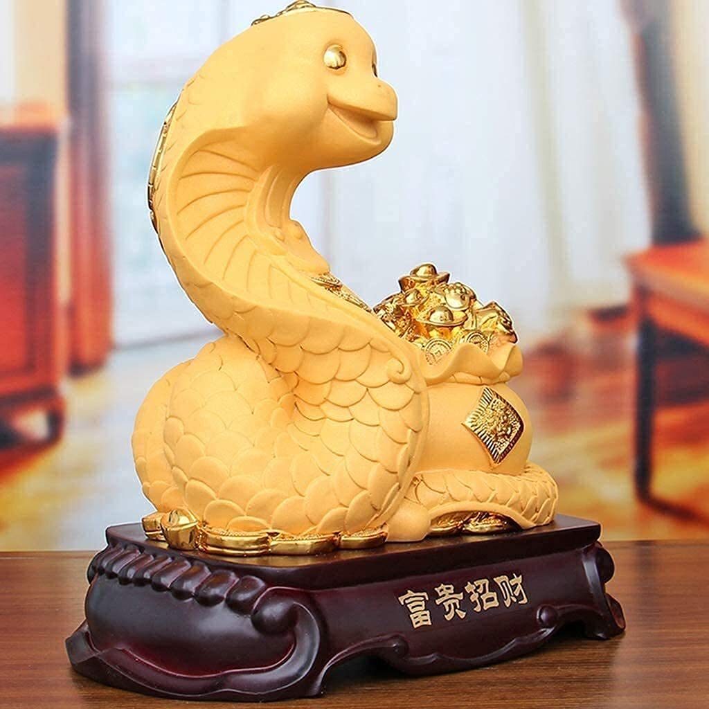 Statua rzeźba figurki na zewnątrz do ogrodu patio trawnik podwórko dekoracje ozdoby feng shui zodiak duży rozmiar złoty top dekoracja figurka żywica wąż statuetki kolekcja przyciąga bogactwo i