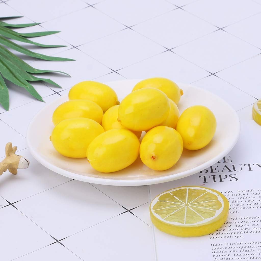 20Pcs Yellow Lemon Mini Fake Lemon Fruits, Artificial Fruits, Artificial Lemon Decorative Accessories, Plastic Foam Fruits as Home Party Ornament, Ornament Supplies