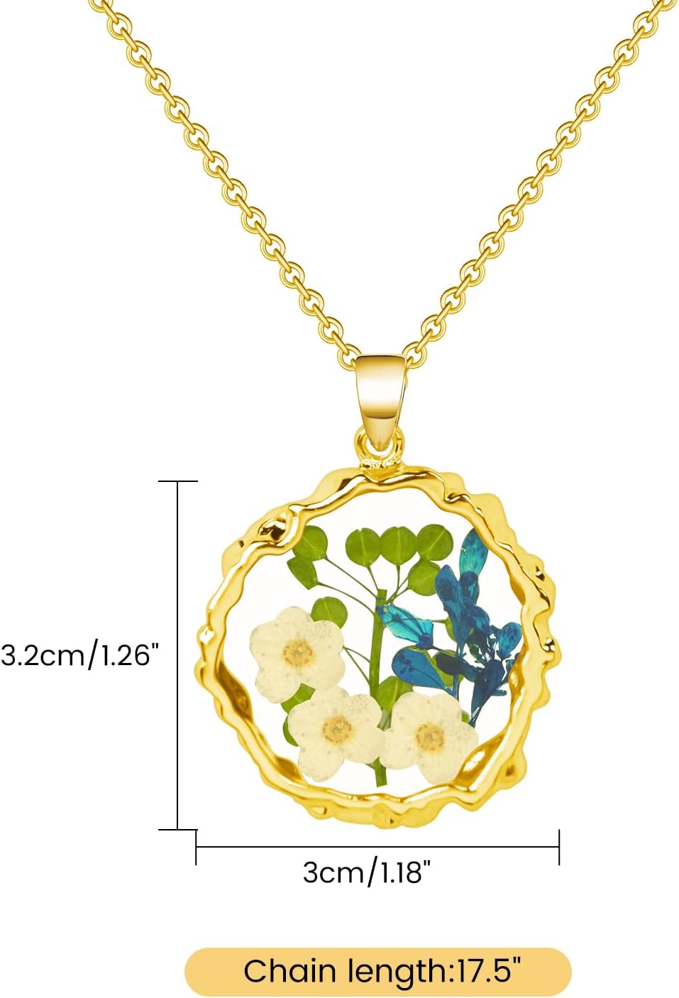 Birth Flower Necklaces for Women,Pressed Flower Necklaces,Personalized Handmade Boho-Style Resin Necklace Pendant,Unique Presents For Birthday, Christmas-18’’ - Image 7