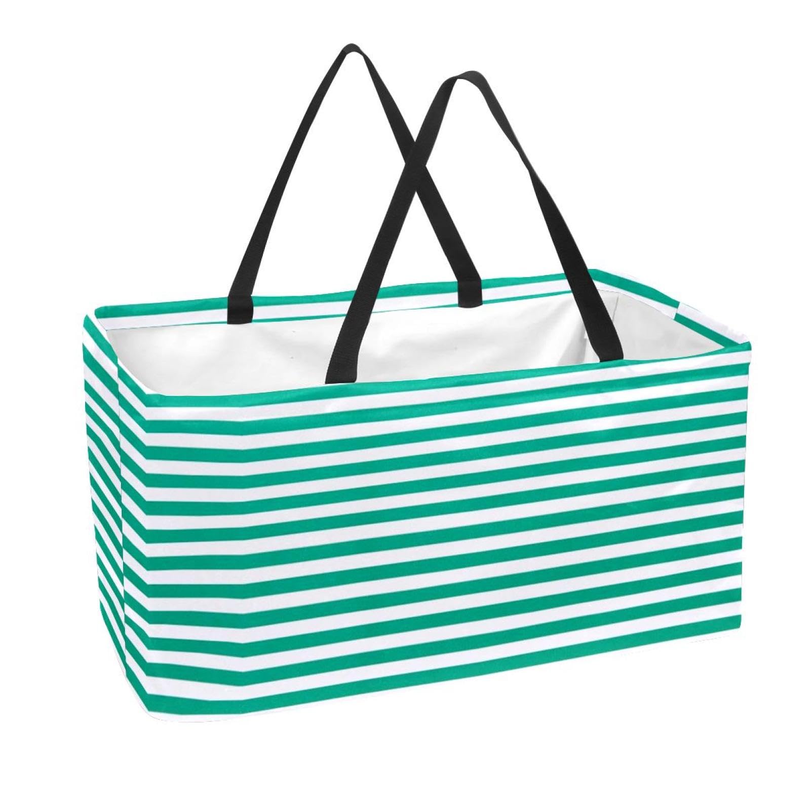 Sac fourre-tout lavable à rayures vertes grand format
