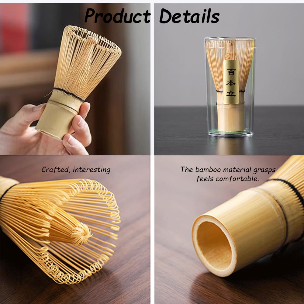 Batidor matcha de bambú natural, batidor de matcha tradicional hecho a mano,matcha kit ceremonia japonés, batidor de bambú té matcha para la ceremonia del té, bebida 100 dientes