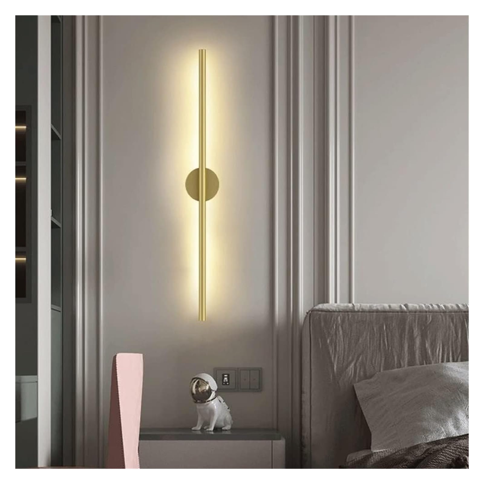 LYGXWJFC Kinkiety Kinkiety Minimalizm Długi pasek Kinkiet Aluminiowy kryty Kinkiet ścienny LED Nocny Astygmatyzm Kinkiet Oprawa ścienna do sypialni Komoda Łazienka Pokój dzienny (Złoto -60