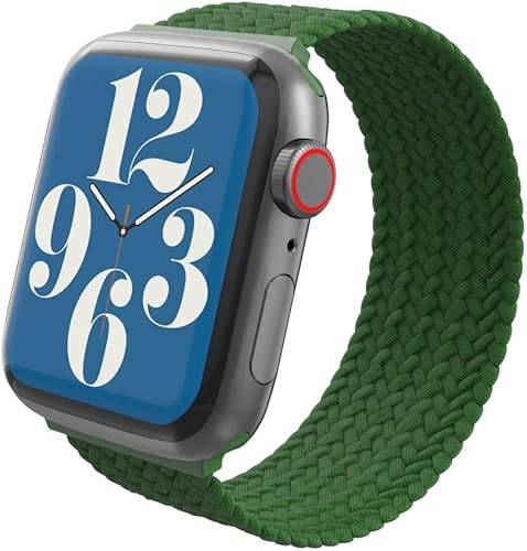 ZAGG Gear4 - Correa elástica trenzada Solo Loop - Verde bosque, compatible con Apple Watch de 1.65, 1.73 y 1.77 pulgadas, correas elásticas para