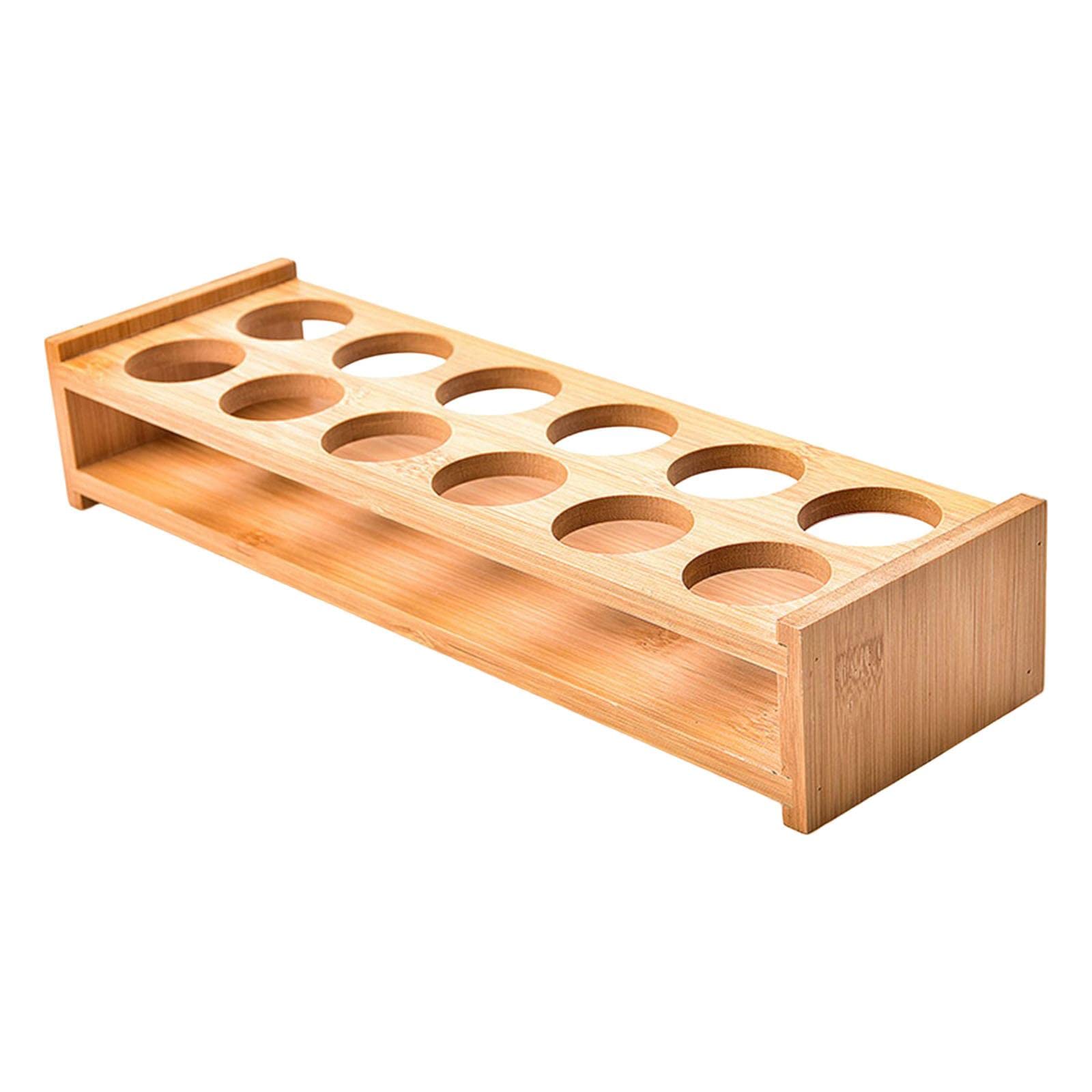 NeaxgeandX Wood Coffee Mug Water Cup Rack Glassware for Countertop Tabletop Kitchen, 12 Hole, 26x10x6 cm