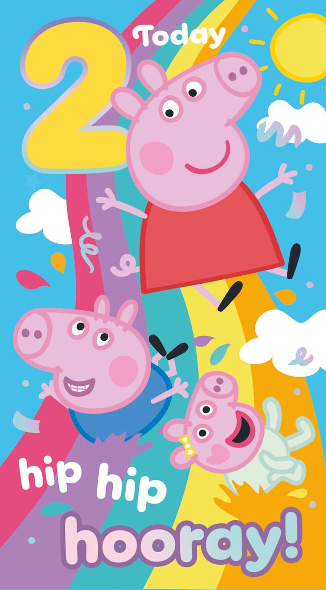 Peppa Pig 2nd Birthday Card for Age 2, Peppa & George Design, Greeting Card (Multi - Peppa & George)