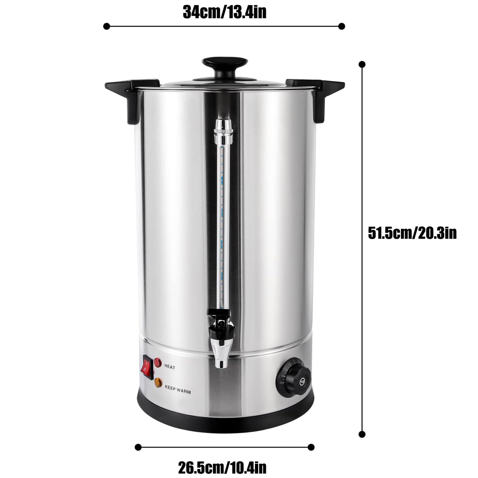 Komercyjny pojemnik na kawę, dozownik kawy, dozownik, 1600 W, 50 filiżanek, 8 litrów z regulacją temperatury (40 ℃–100 ℃) Pojemnik na kawę z trybem utrzymywania ciepła Bufetowy garnek na zupę Urna