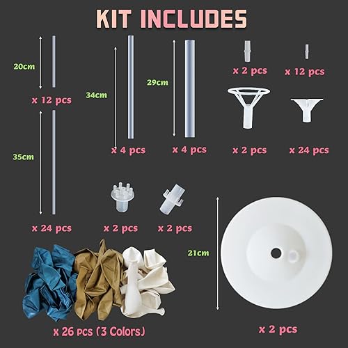 Miniatura 8 de Kit de columna de globos para piso, juego de 2, decoración de fondo de torre de globos con soporte, base y poste para bodas, baby shower, fiesta