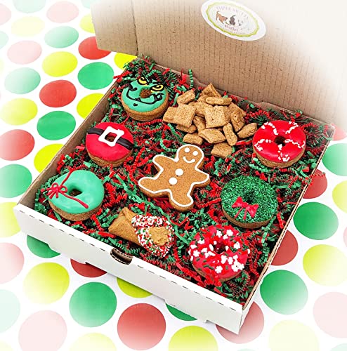 Three Mutts Market Merry Christmutt Dog Treat Gift Box | Christmas Treats for Dogs | Human Grade, Handmade and Decorated Dog Cookies