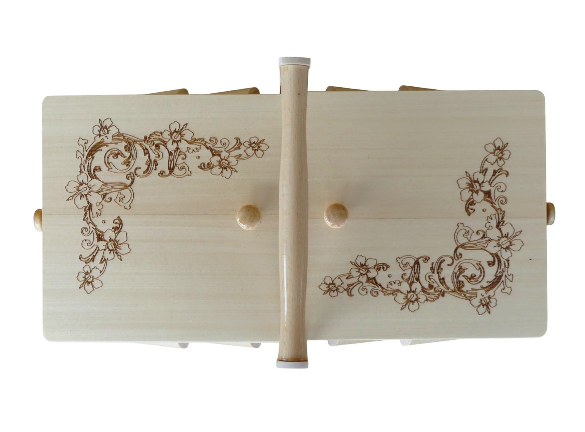 Grande Scatola da Cucito in Legno 32,5×40×22,5 cm - 7 Scomparti - Legno Naturale