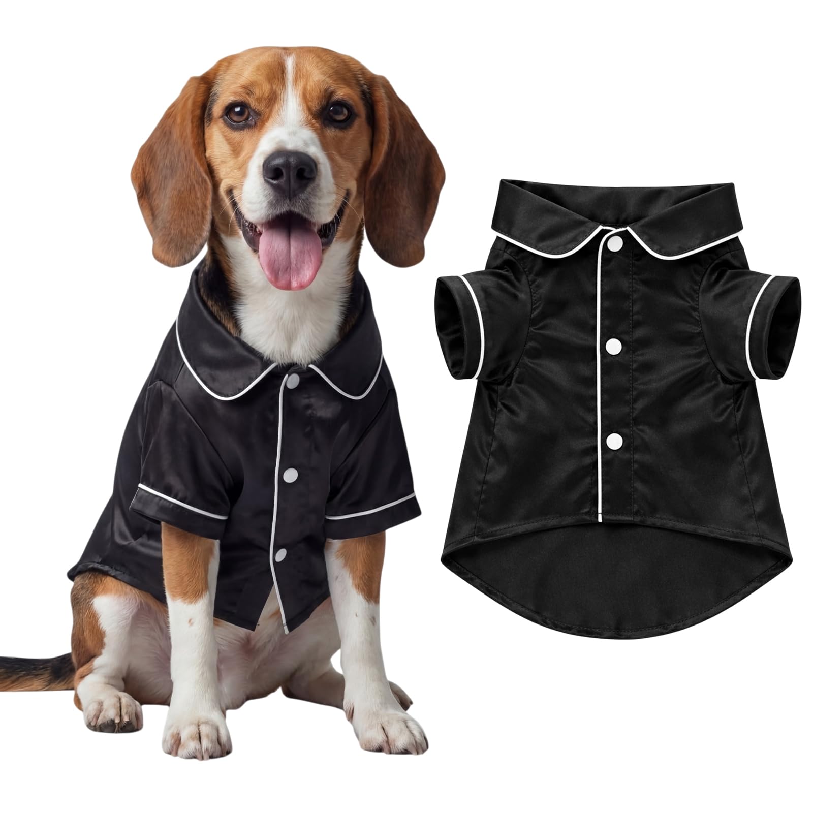 Cosblank Dog Silk Pajamas Shirts Puppy Satin Pjs Pet Sleepwear Soft Faux Silk Lapel Two-Legged for Small Dogs Bridal Party