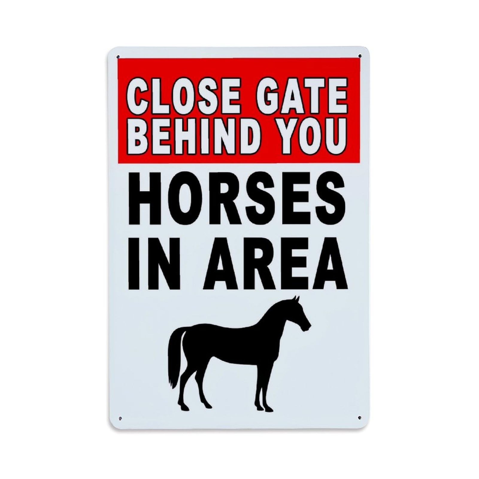 Jdfenggu Vintage Close Gate Behind You Horses In Area Retro Metal Tin Sign, Decor Art Poster For Bar, Home, Man Cave, Kitchen, Laundry Room Gift 8X12inch