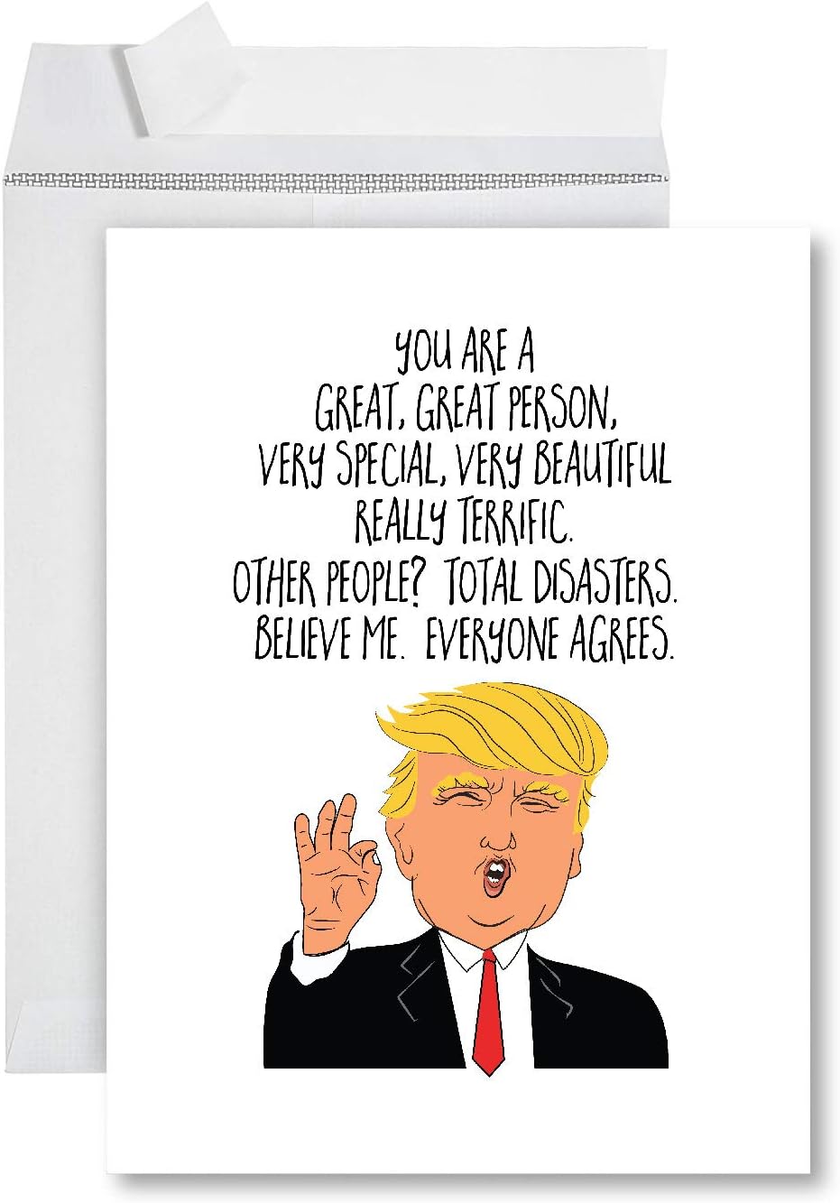 Andaz Press Funny Jumbo Thank You Card With Envelope 8.5 X 11 Inch, Funny Greeting Card, Trump Great Person, 1-pack, Huge Large Group Greeting Card, Funny Thank You Cards Includes Envelope