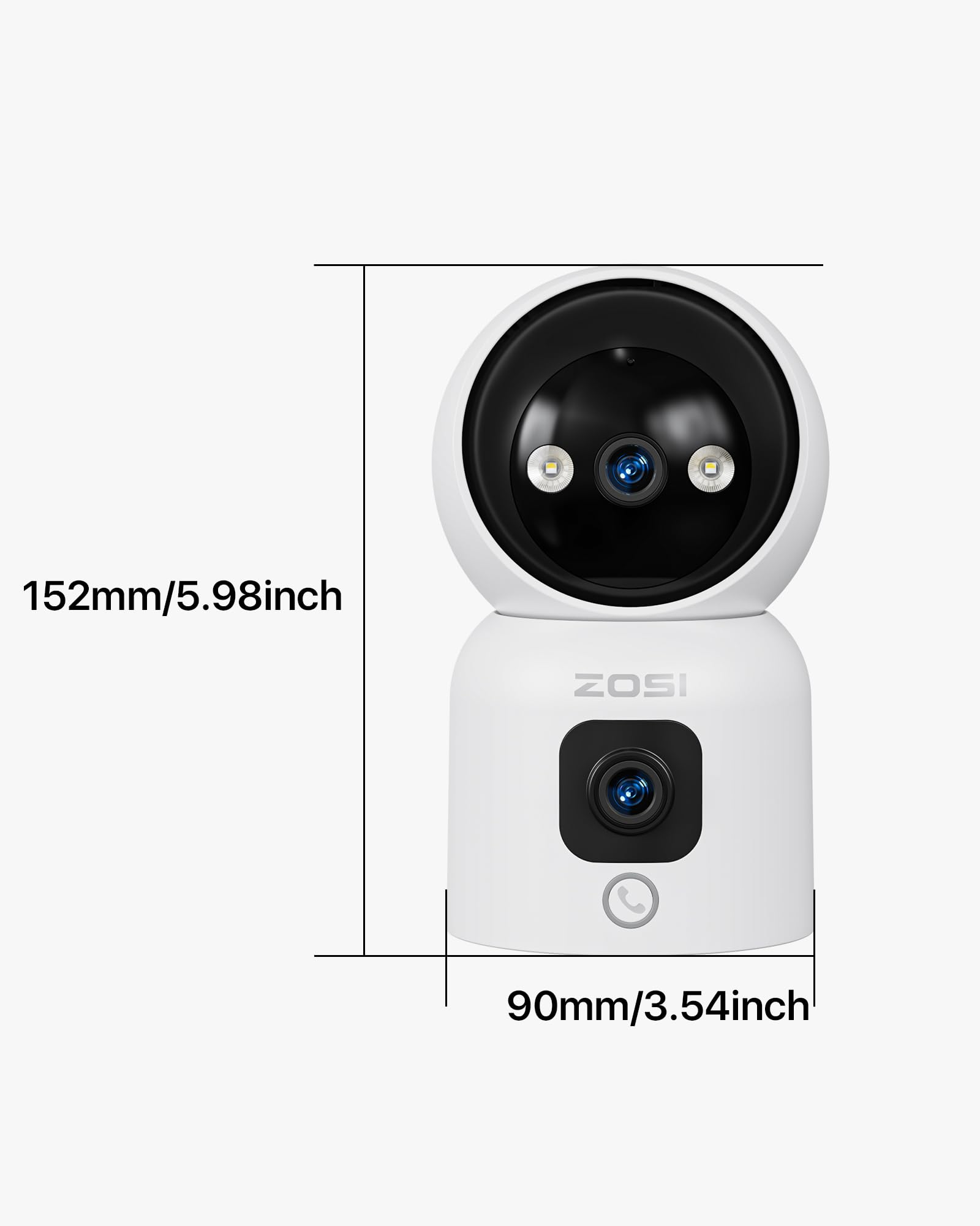 ZOSI Telecamera WiFi Interno con Doppia Lente 3MP+3MP, PTZ 360°Tracciamento Automatico, Rilevamento Umano e Audio Bidirezionale, Visione Notturna a Colori, WiFi 2.4G/5G, Funziona con Alexa, C528