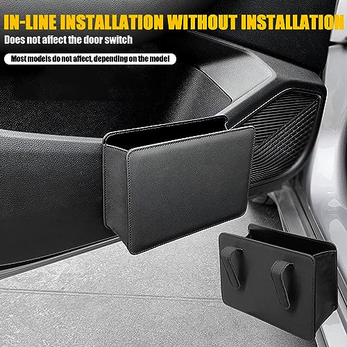 Image of Car Seat Back-Mounted Storage Box, 8.07 inch x 5.51 inch x 2.55 inch Foldable Multi-Functional Trash Can, Universal Car Door Side Inner Waterproof Accessories, Suitable for Most Car Models, Black