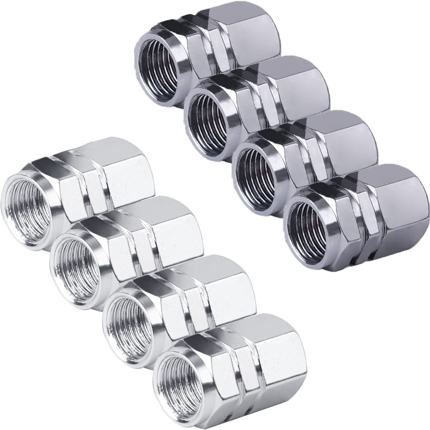 8 Cappucci Valvola Pneumatici In Alluminio - Universali Per Auto, Moto, Bici E Camion