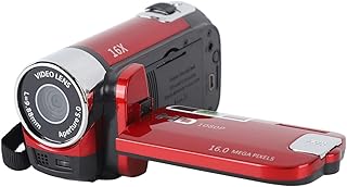 Video Camera Camcorder, 1080P 16MP DV Handheld Camera, 2.7in TFT Rotatable Screen 16x Digital Zoom Video Camera with USB Cable for Family, Travel (Red)