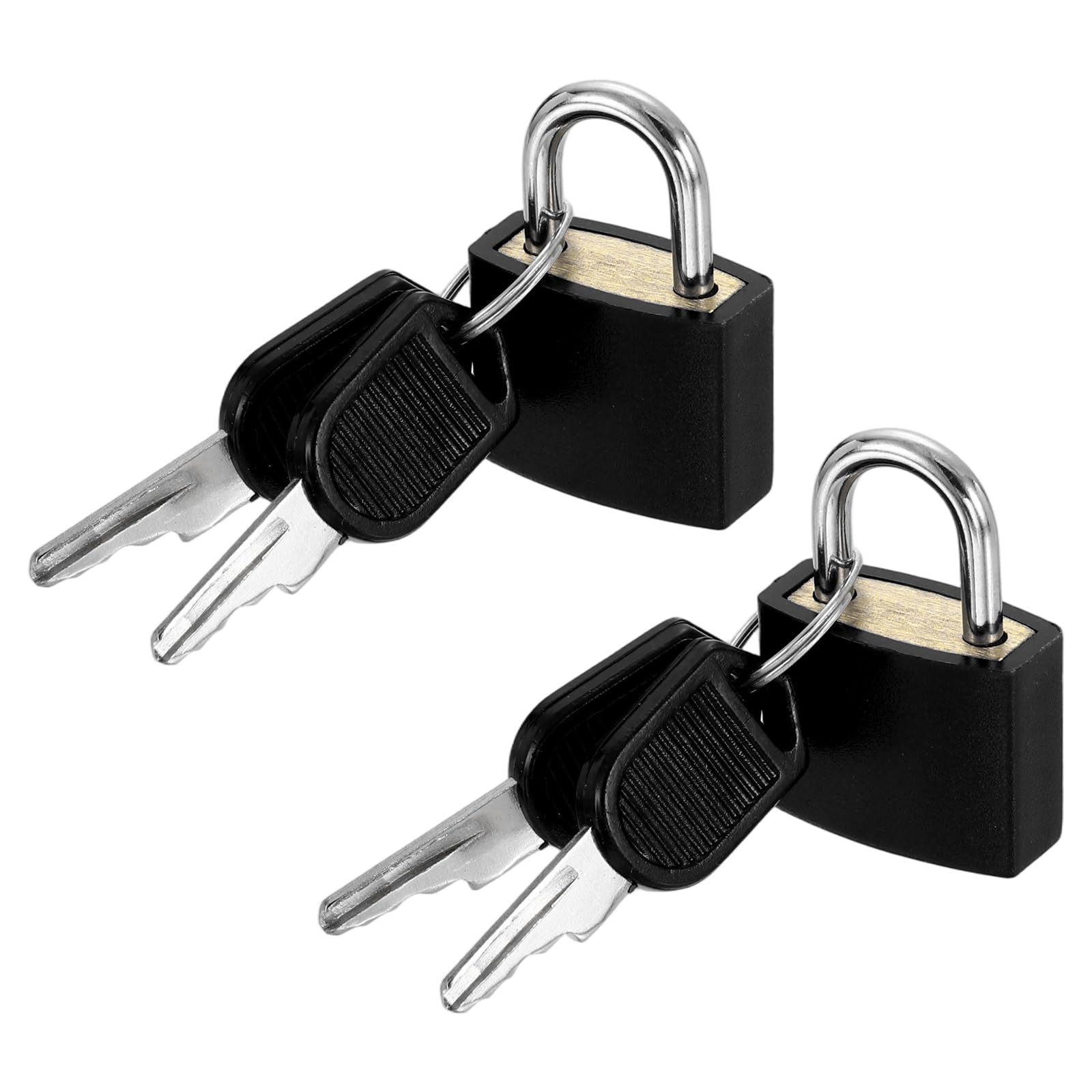 PATIKIL 23mm Small Locks with Keys 33mm Length, 2Pcs Suitcase Locks ABS Covered Solid Brass Anti Rust Waterproof Mini Luggage Padlock for Backpack Gym Locker Cabinet Boxes, Black — image 1