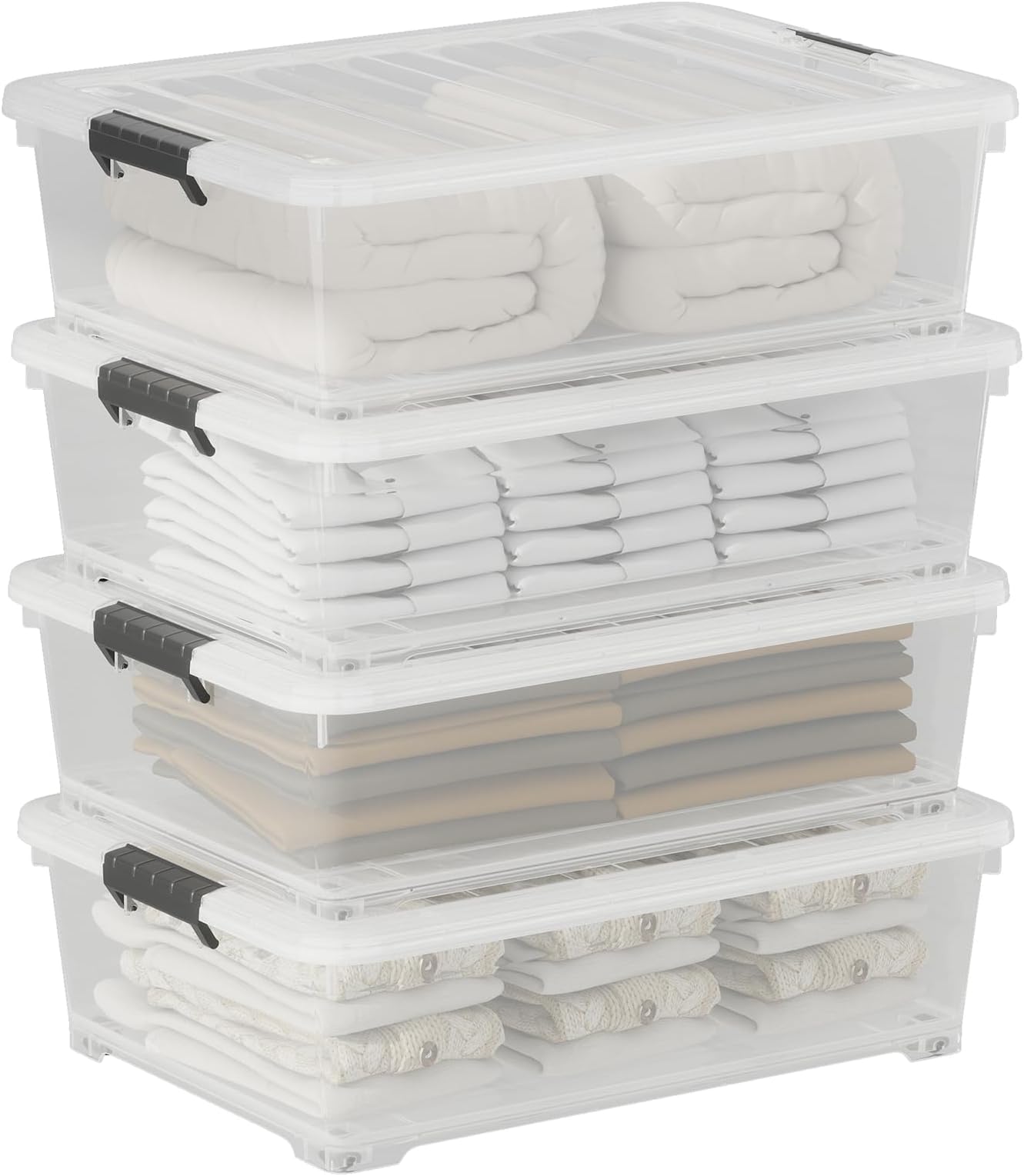 GILLAS Under-Bed Storage Box With Wheels And Lids, Sturdy Plastic Storage Organizer Cabinet - View #11