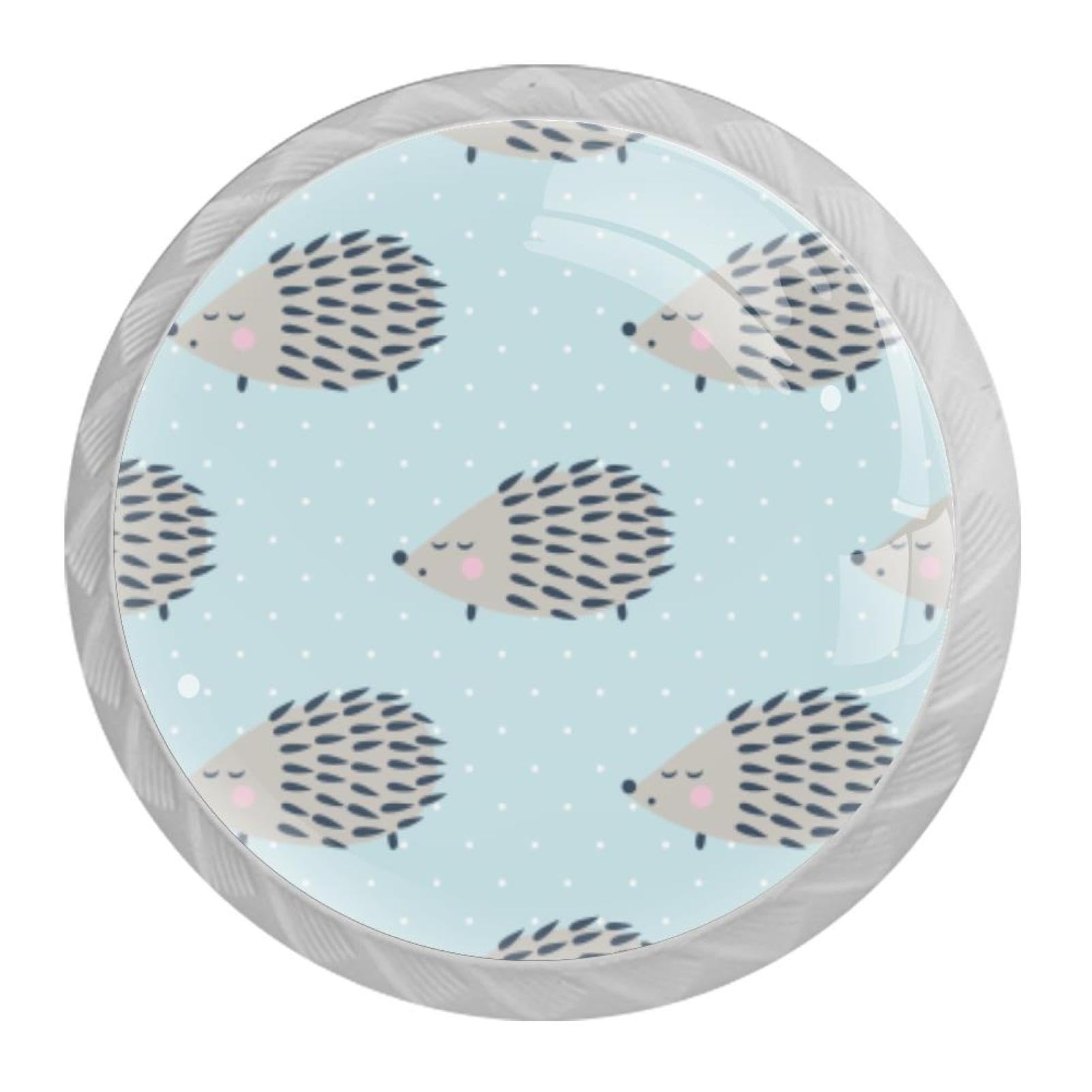 Tqmspg Multi06 4 Pieces Drawer Pulls Cute Hedgehogs Patterns Door Knobs Dresser Handles For Kitchen Wardrobe Cupboard Hardware Furniture