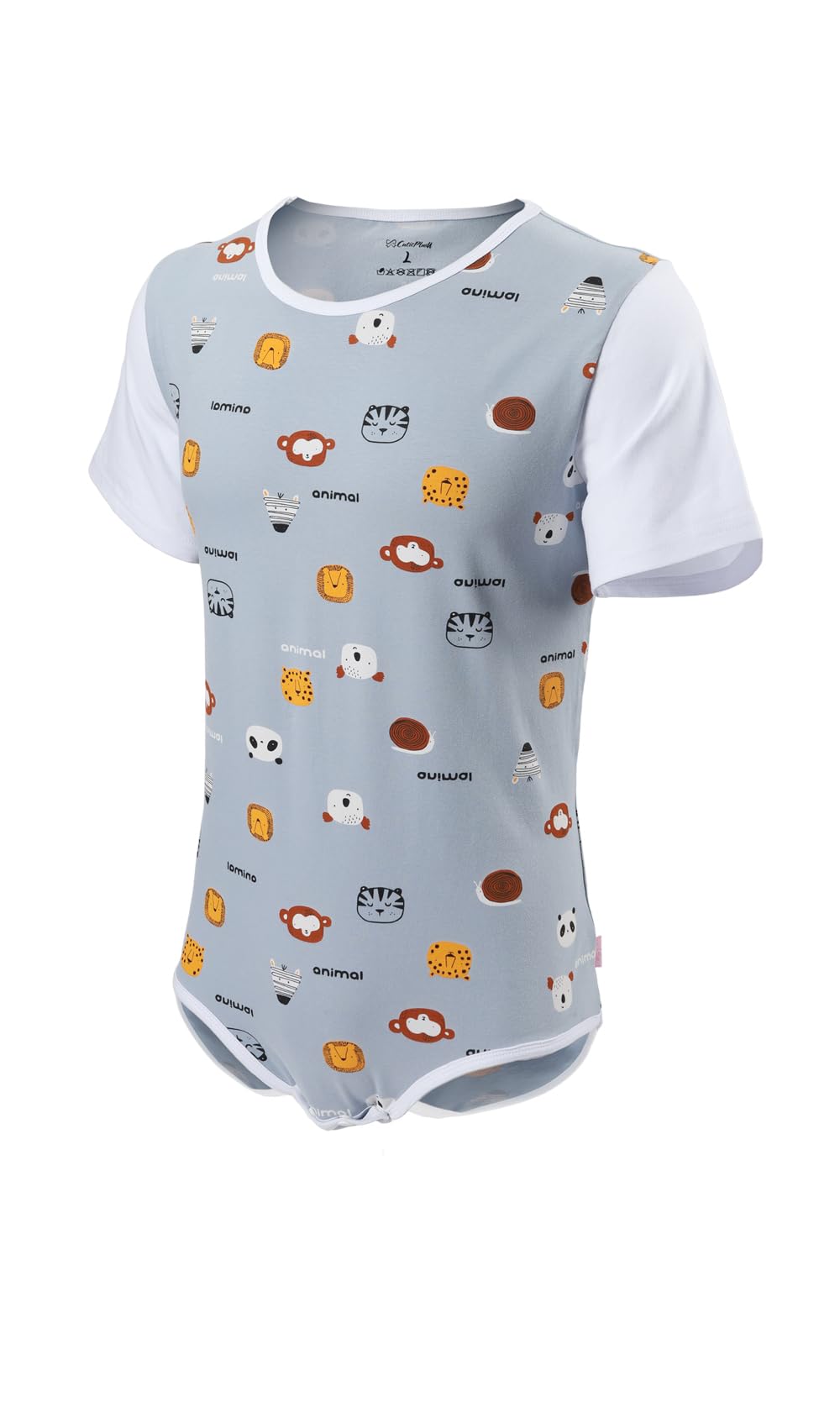 CutiePlusU Männer Baumwolle Knopf im Schritt Bodysuits Erwachsene Strampler Onesie für Männer drucken