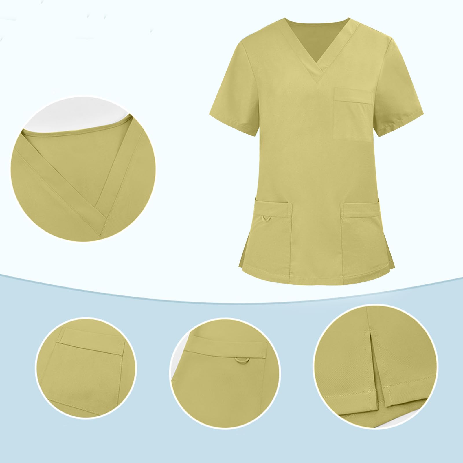 Damen Kasack Und Hose Set Pflegeuniform Mit V Ausschnitt Kurzarm Oberteil