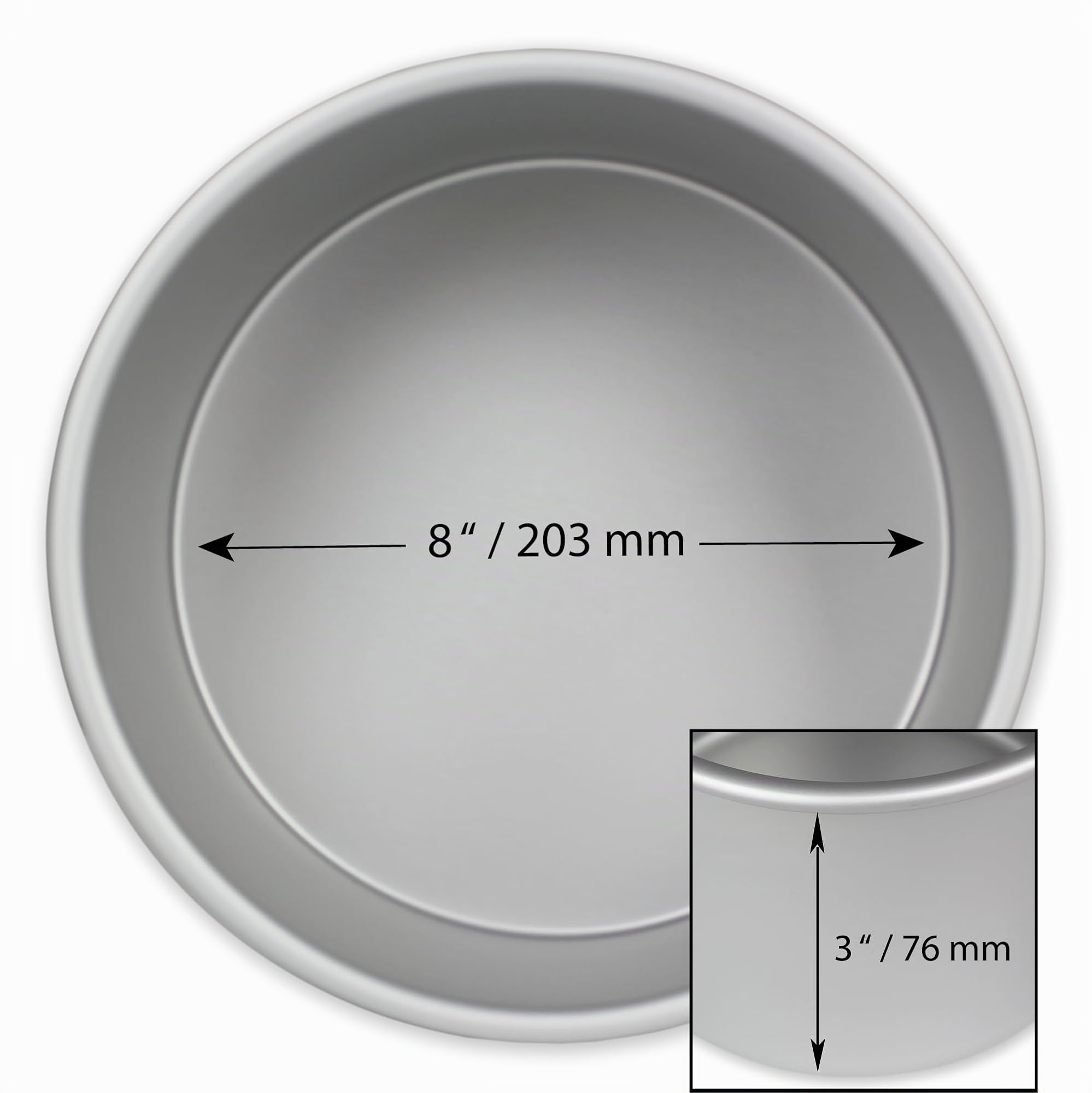 Molde para Pastel Redondo de Aluminio Anodizado PME Profundidad de 8 x 3-Pulgadas