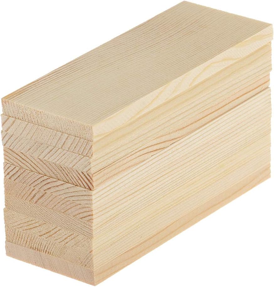 SHANGHh 10 Pieces 10 cm Pine Wood Rectangle Board fit for Craft Painting Modelling Fretwork Engraved Home Decor