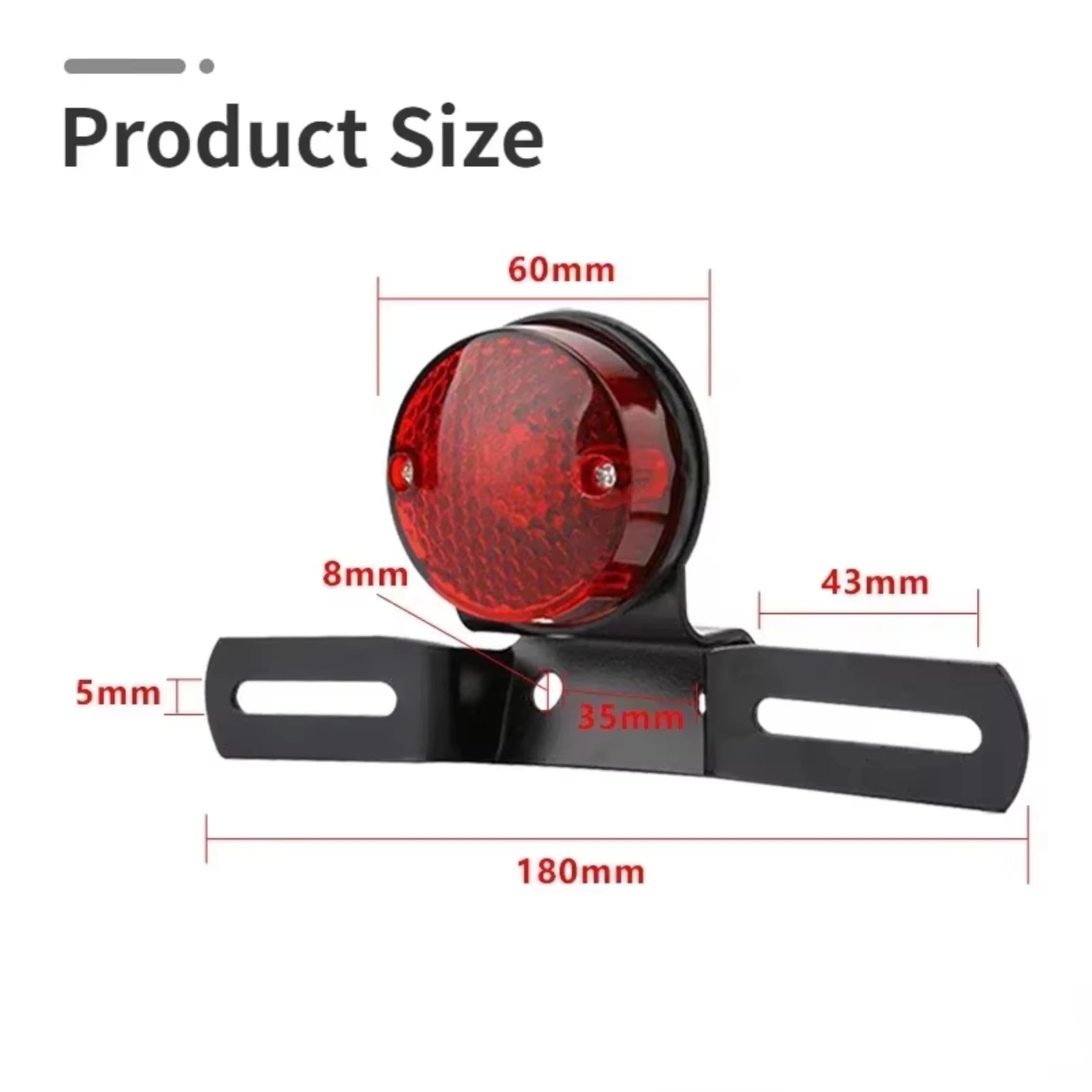 światło hamowania światło do motocykla Do Choppera Bobbera | Lampa światła stopu tylnego hamulca z mocowaniem tablicy rejestracyjnej(2pcs black red)