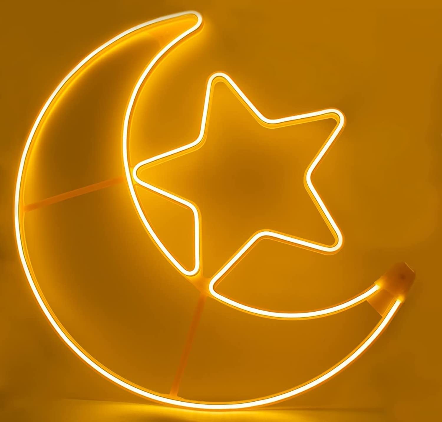 Ramadan Eid Moon and Star Yellow LED String Light Fairy Lights for Aesthetic Indoors Home Decor and Outdoors Decorations for Celebration Party and Festivities, Lantern, Living Room, Kids Bedroom