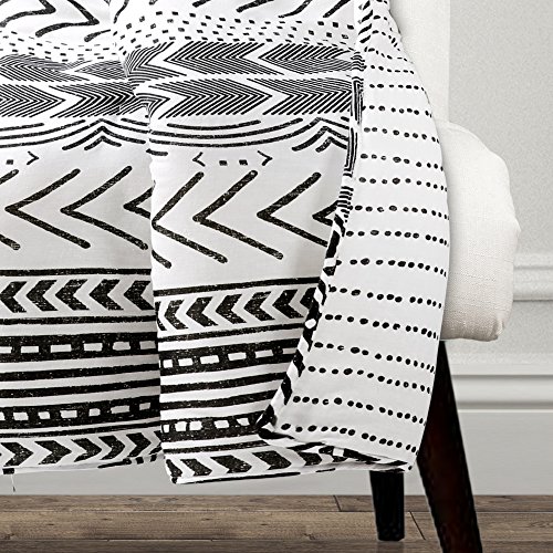 Lush Decor Hygge Geo Reversible Throw | Pattern Geometric Stripe Blanket - 60” x 50”, Black and White by Lush Decor - Image 2
