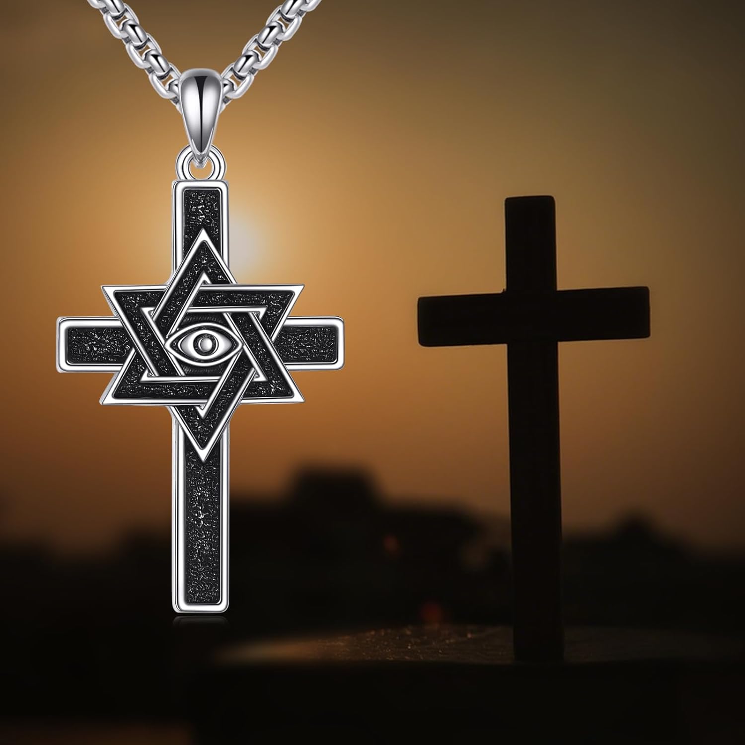 Star of David Cross Necklace Sterling Silver Jewish Star Pendant Necklace Judeo Christian Religious Jewelry Gift for Men Women - Image 6